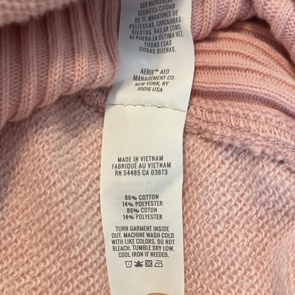Aerie Oversized Crewneck Women's Size XS / TP Pink Ribbed Sides Trim Cozy Lounge - Picture 14 of 15